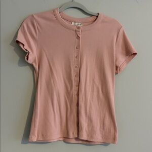 Universal Thread Pink Button-Up Short Sleeve Top